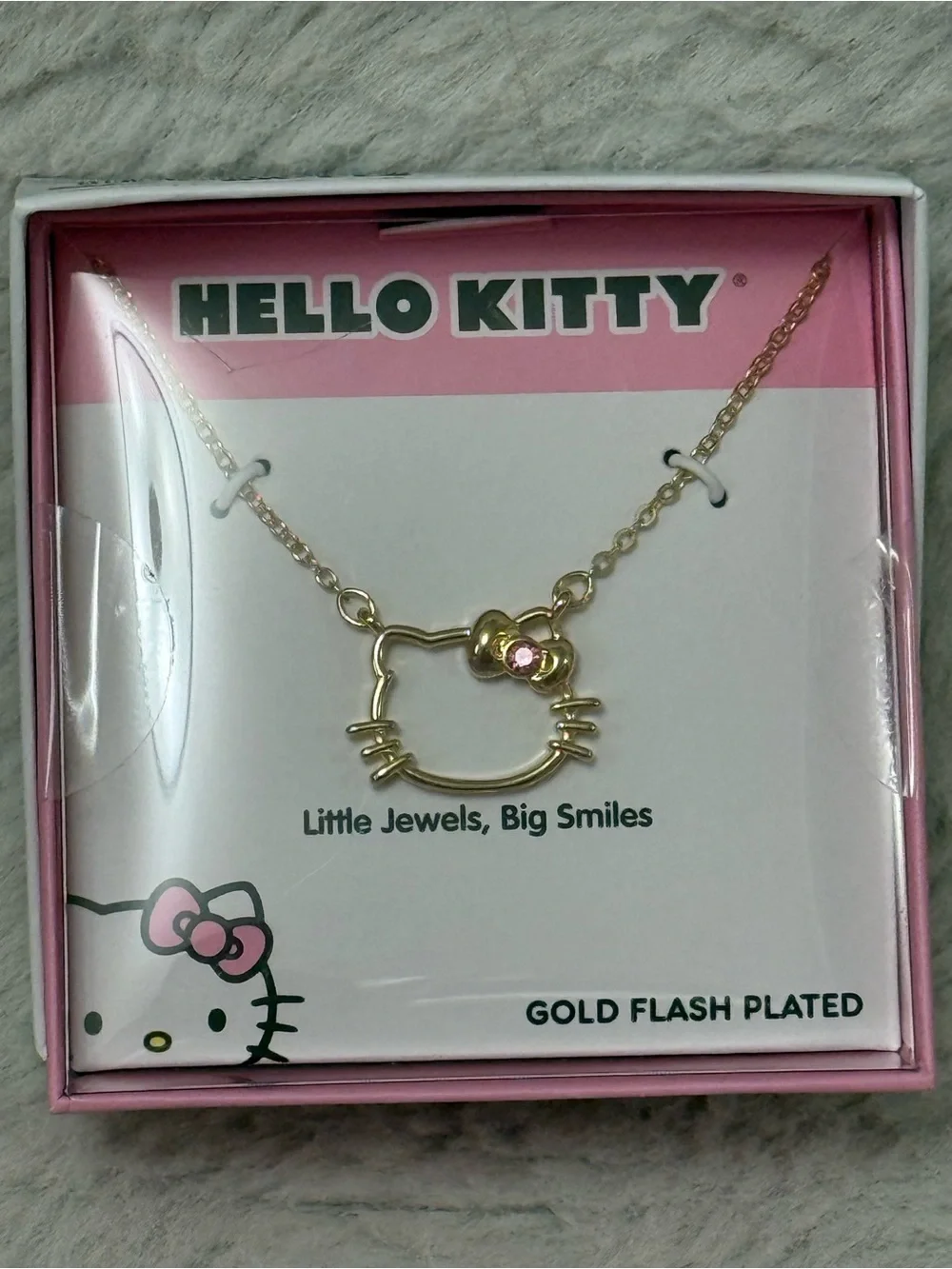 Hello Kitty Gold and Pink Necklace & Beaded Bracelet Set